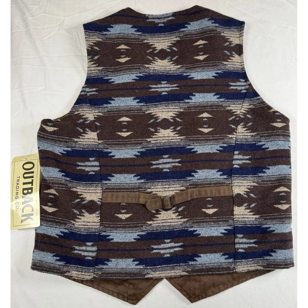 Outback‎ Trading Co Sebastian Aztec Back Snap Button Vest Cowboy Size Large New